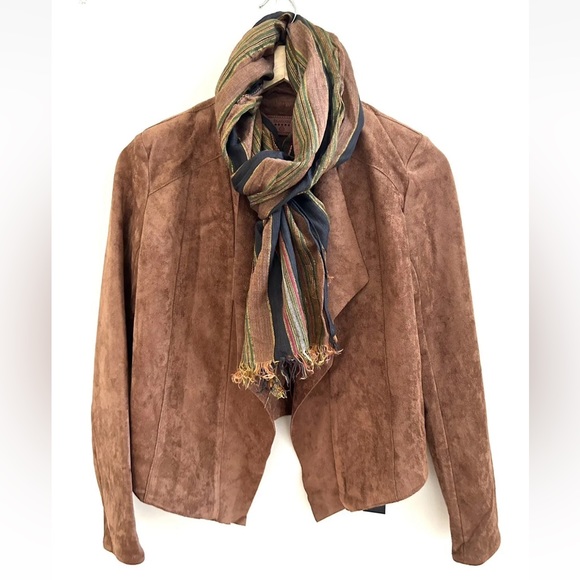 Striped Brown Cognac Black Gold Metallic Scarf (with flaw) - Picture 3 of 8